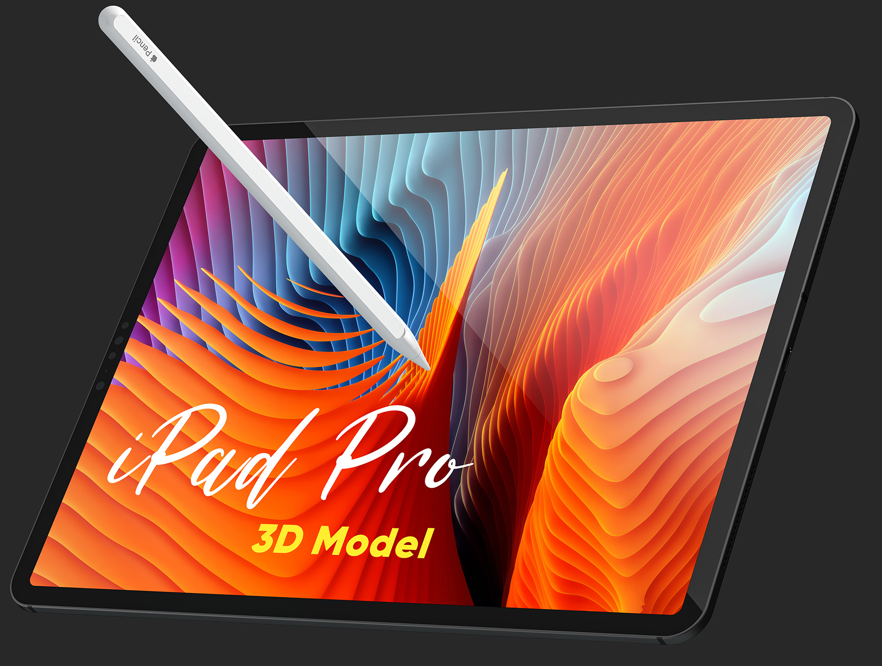 C4D版的 iPad Pro 和 Apple Pencil 3D C4D素材模型下载[C4D,OBJ,FBX]