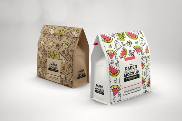时尚实用的干果食品包装纸袋设计样机PSD下载