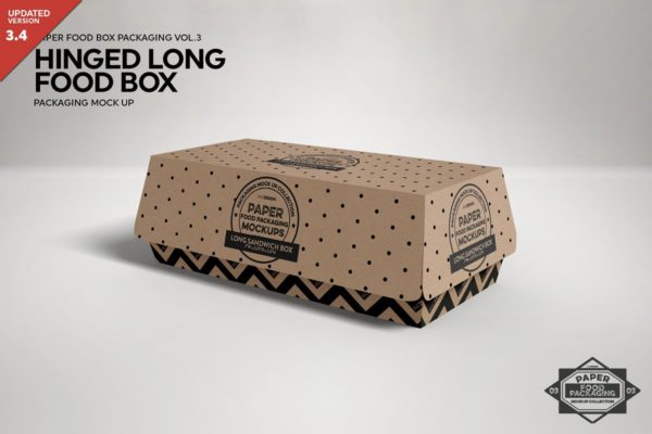 长三明治盒子包装外观设计样机