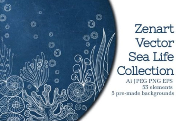 海洋生物系列矢量装饰图案素材