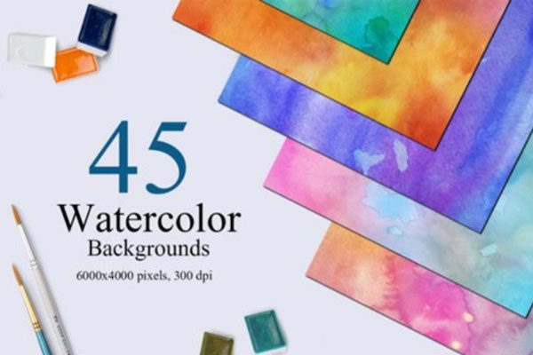 45款水彩纹理平面设计素材合集