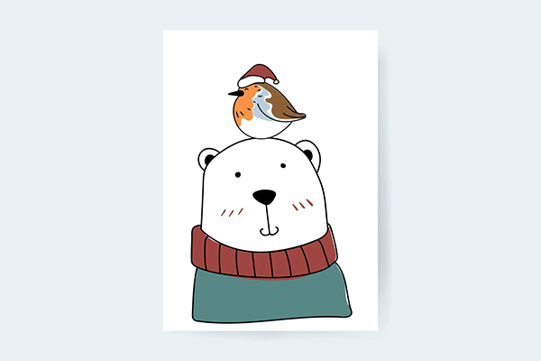 插画 | AI矢量卡通手绘冬季圣诞节线稿可爱卖萌森林动物素材