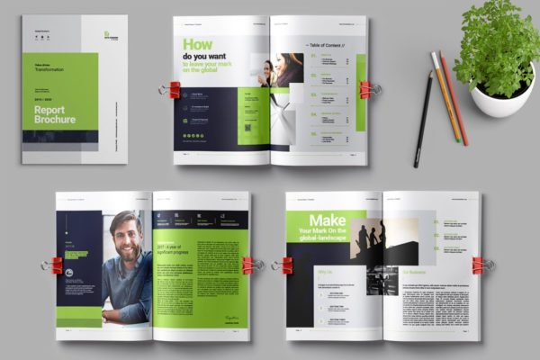 绿色主题企业简介/年度报告杂志画册设计