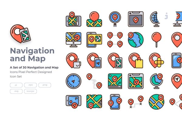 ICONS | 30个矢量优质高端地图元素导航app图标