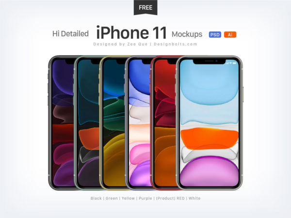 免费的全新 iPhone 11 Pro & Max 系列手机样机合集[AI,PSD]