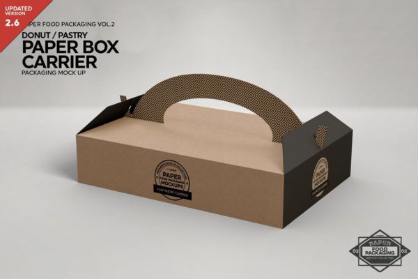 糕点/甜甜圈盒外观包装设计样机