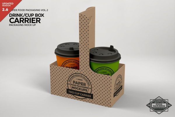 咖啡/饮料外卖包装设计样机模板