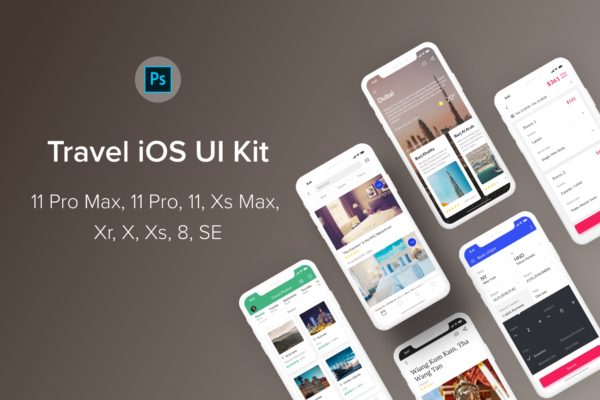 户外旅行类 iOS UI Kit (PSD)