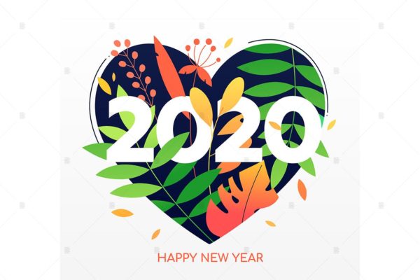 2020新年快乐的矢量图形素材下载[EPS]