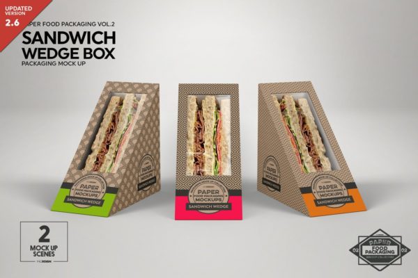三明治食品盒外观包装设计样机