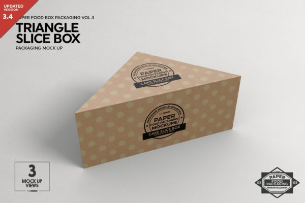 三角形蛋糕/三明治纸盒包装设计样机