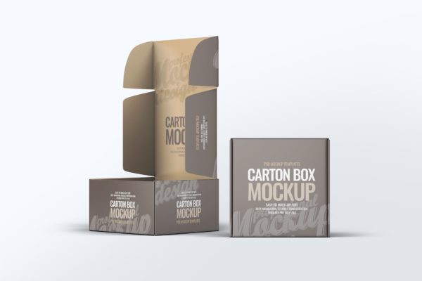 卡通包装盒子设计样机素材下载[PSD]