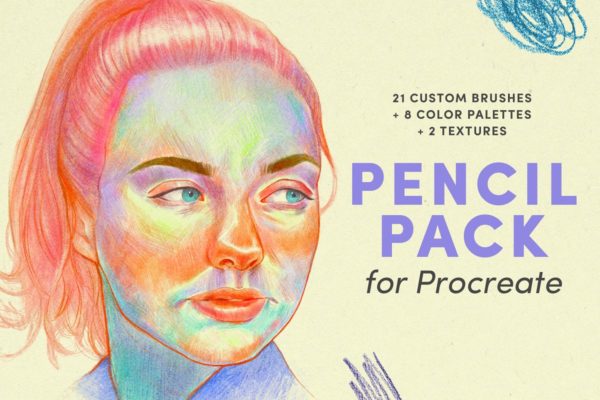 21款高分辨率的彩色铅笔Procreate笔刷