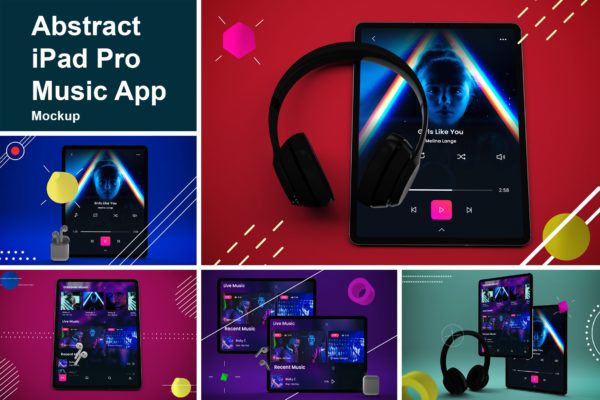 抽象的酷炫特效的音乐类App iPad Pro下载[PSD]