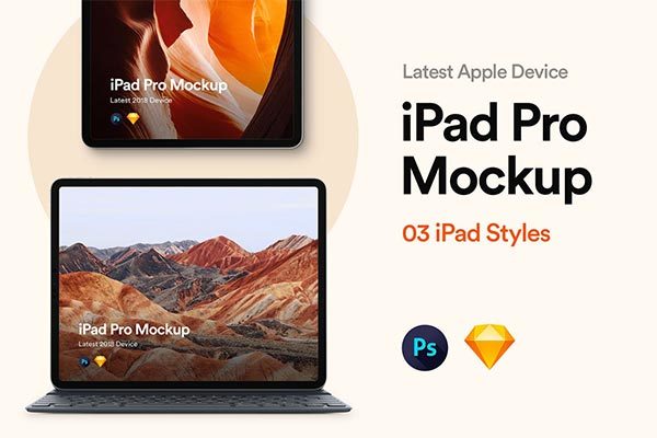 高品质的iPad Pro 2018 UI样机展示模型mockups