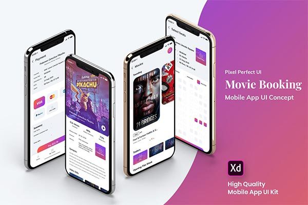 电影预订MobileApp UI套件精简版（XD）