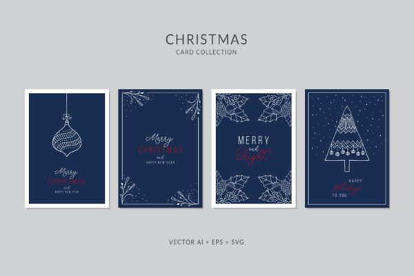圣诞节蓝色风格海报模板素材下载[Ai]