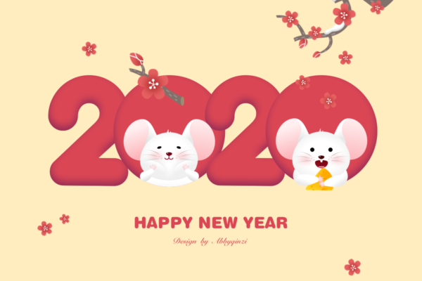 Sketch打造的2020鼠年新年快乐插画素材下载