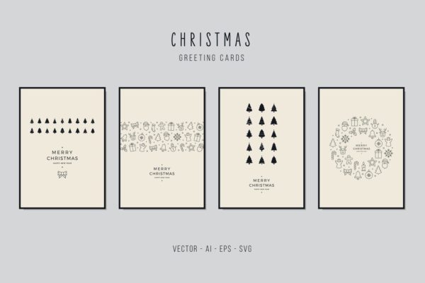时尚简约好用的新年圣诞节贺卡海报设计模板-8