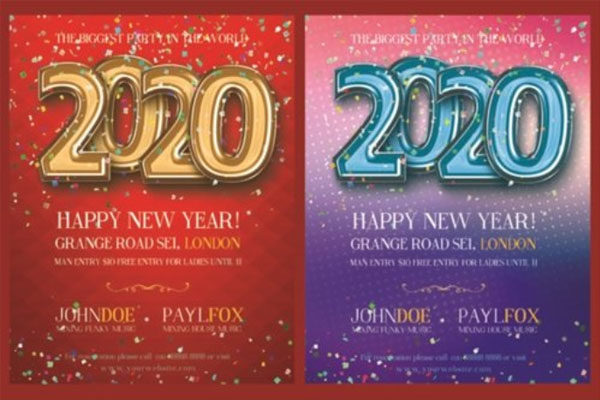 2020年新年快乐海报设计模板