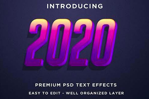 2020新年庆祝字体图层样式下载[PSD]