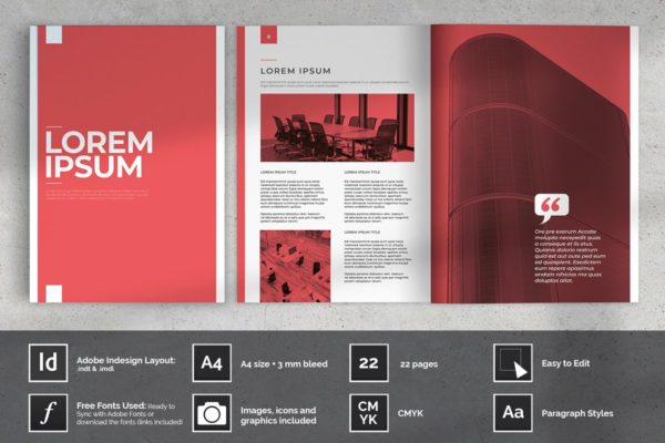 红色主题商业计划书企业杂志设计模板