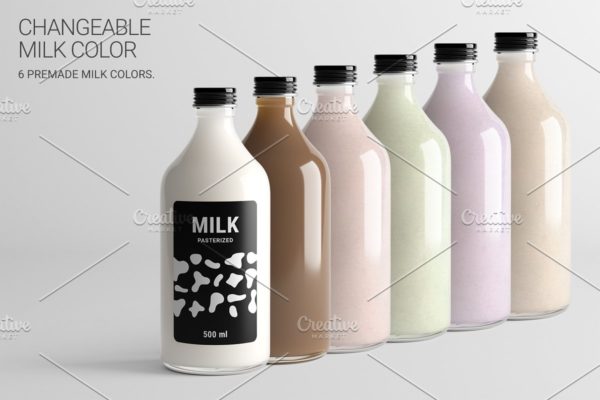牛奶/饮品瓶外观包装设计样机模板