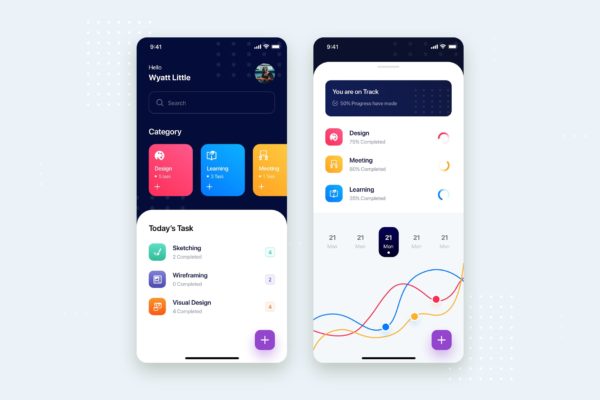 工作排期 Todo List 移动端 App UI Kit 模板下载[PSD,XD]