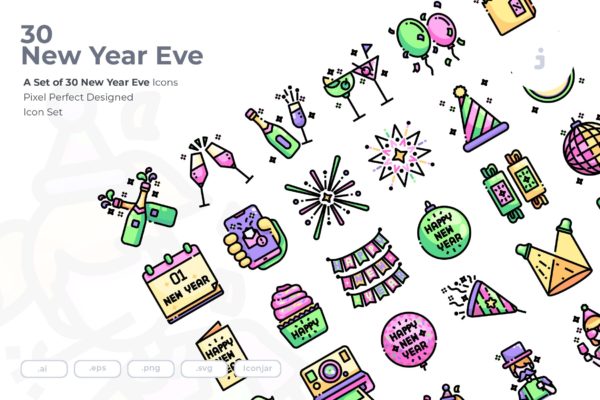 30个新年快乐图标素材下载[Ai]