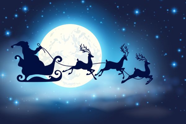 圣诞节圣诞元圣诞老人鹿和雪橇车素矢量插画素材下载[EPS]