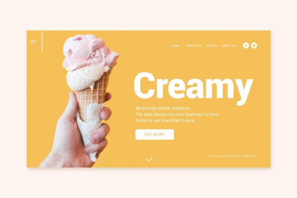 冰淇淋品牌网站着陆页设计模板下载[Ai]