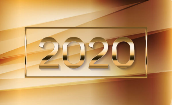 奢华2020新年字体插画