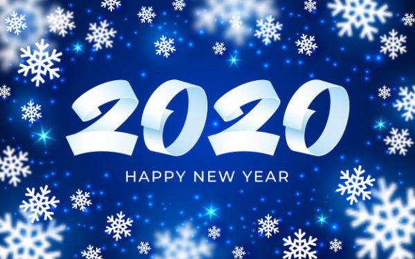 2020新年快乐雪花装饰背景