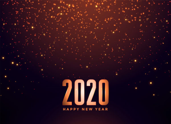 新年设计素材 2020 happy new year falling sparkles background Vector