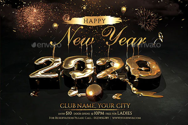 2020年新年快乐庆祝派对活动海报设计模板