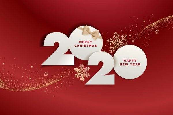 红色圣诞新年 2020字体矢量素材[EPS]