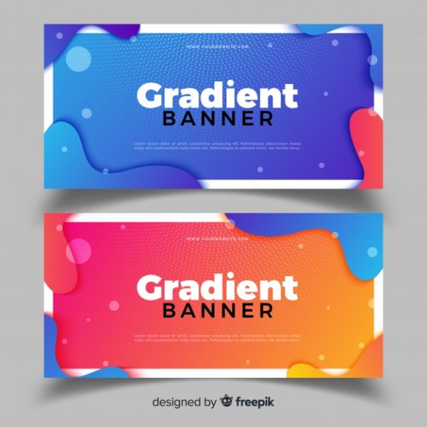 带有渐变设计的抽象科技横幅 Abstract banners with gradient design Vector