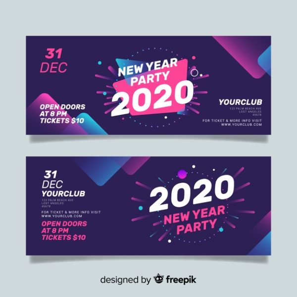 新年派对横幅设计 Abstract new year 2020 party banners Vector