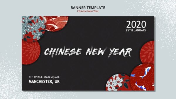 新年广告横幅设计素材 Banner concept for chinese new year PSD file