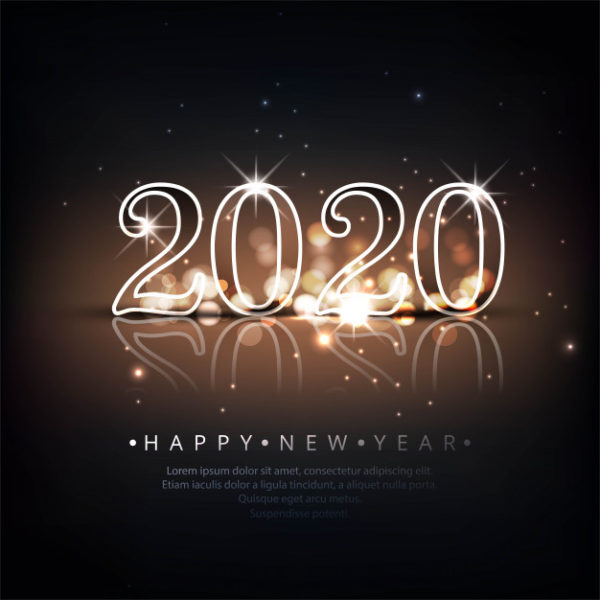 2020年新年庆祝设计图形 Beautiful 2020 new year celebration card Vector