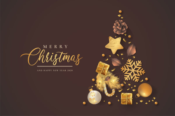 圣诞节广告素材 Beautiful christmas with golden decoration Vector