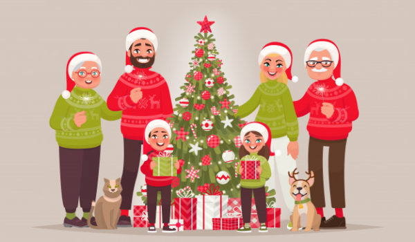 圣诞节家庭插画