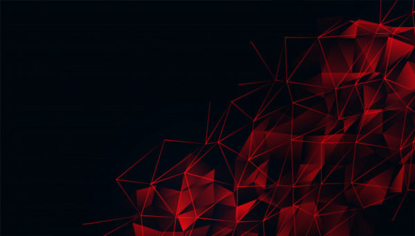 抽象多边形背景 Black background with red glowing low poly mesh Vector