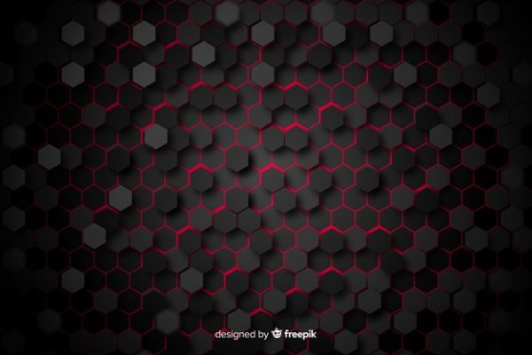 蜂巢技术背景图片 Black honeycomb with red light between cells Vector