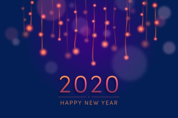 模糊2020新年烟火背景元素 Blurred new year 2020 wallpaper Vector