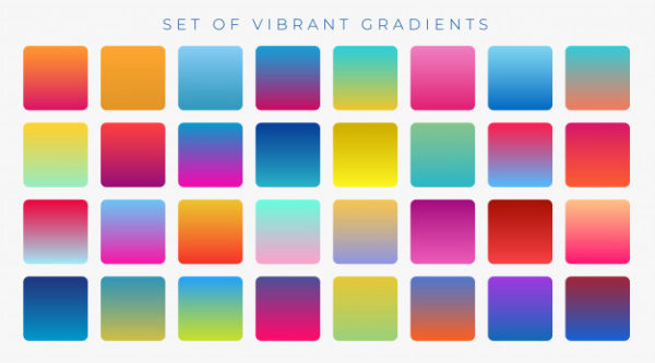 充满活力的彩色科技背景 Bright vibrant set of gradients background Vector