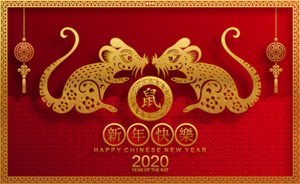 中国传统新年剪纸艺术装饰海报