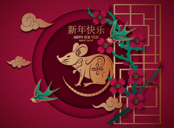 中国新年传统剪纸装饰海报