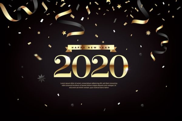 新年庆祝背景 Confetti new year 2020 background Vector