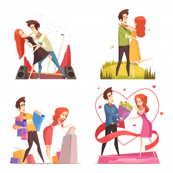 浪漫甜蜜情侣插画 Couples in love illustration collection Vector